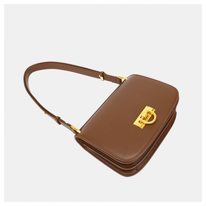 Handtaschen der amerikanischen Marke Handtasche aus glattem Leder mit einzigartiger Handtasche mit Metallverschluss 