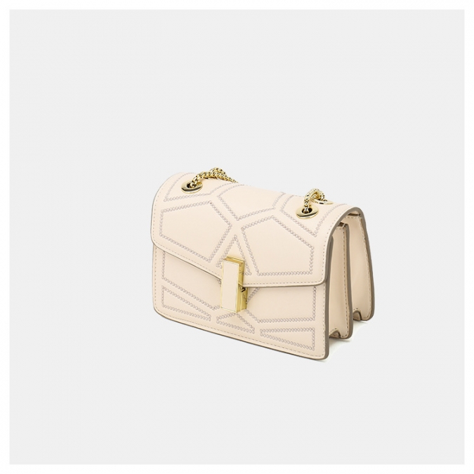 vegane bedruckte Leder-Umhängetasche kleine quadratische Frauentasche mit Metallschloss 
