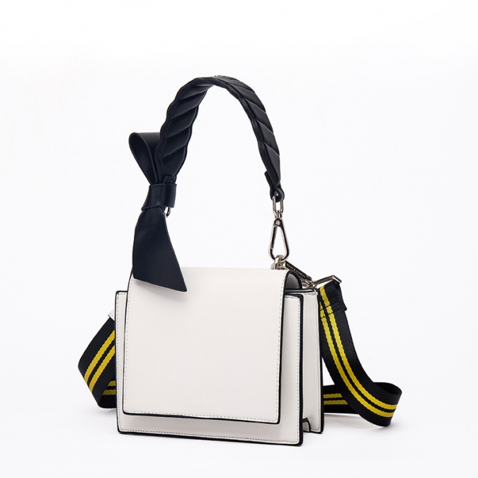 neueste Breitband weibliche Single Shoulder Messenger Handtasche kleine quadratische Tasche mit Schleifenknoten 