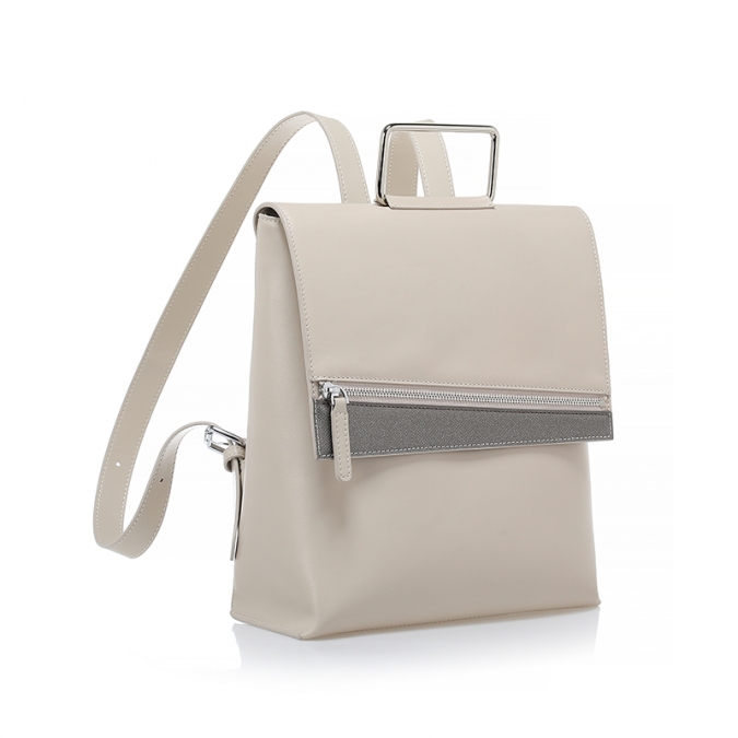 2020 new white color PU leather backpack with metal handle 