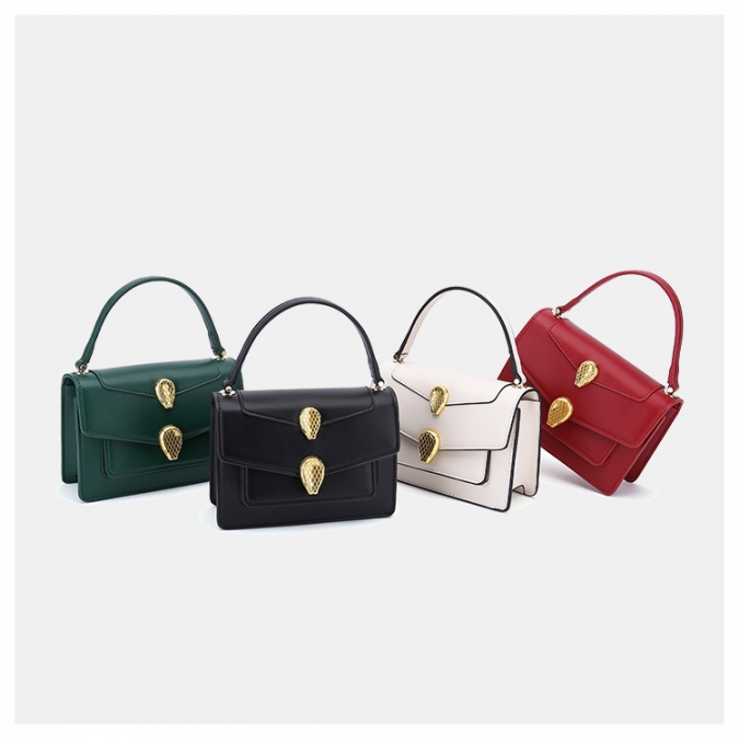 authentische Designerhandtasche Großhandel PU Leder quadratische Handtasche mit Schlangenkopfform Dekoration 