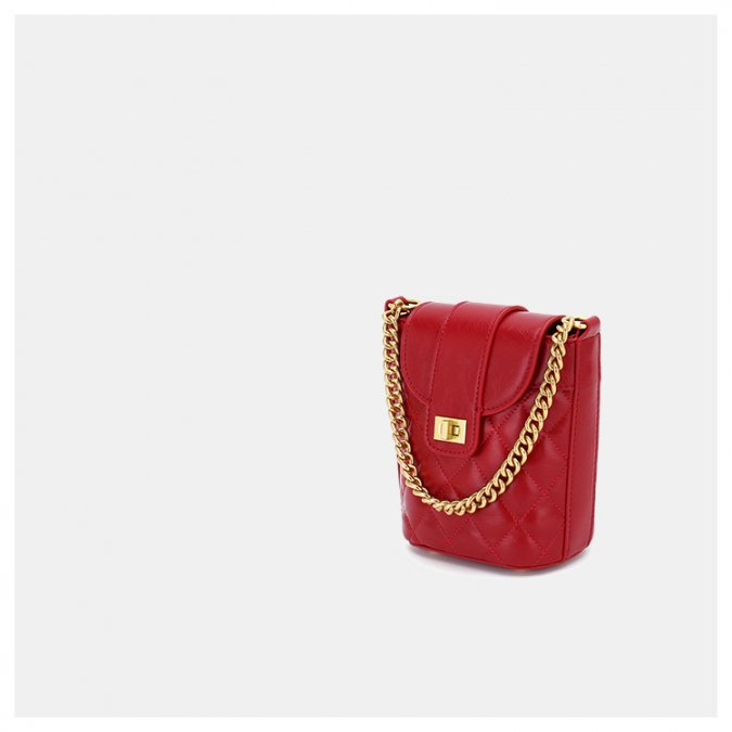Designer Handtasche rote Leder Beuteltasche Kette Umhängetasche 