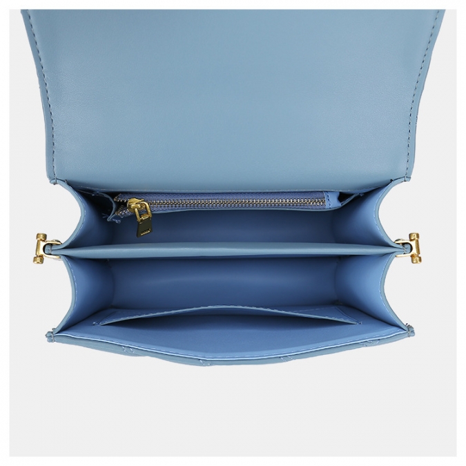 OEM blaue Farbe glattes Leder gesteppte Design Umhängetasche für Frauen 