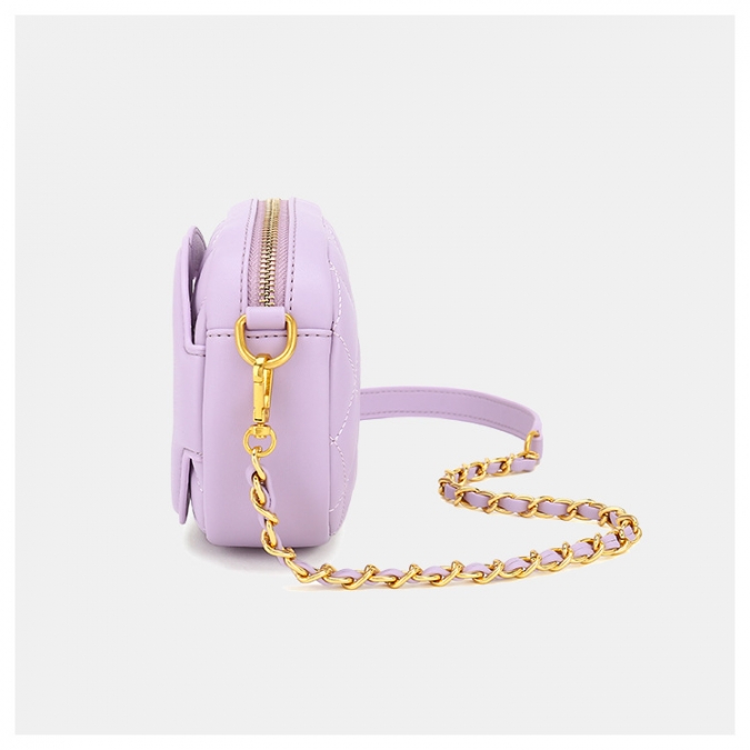 berühmte Marke Luxus lila Farbe vegane Leder bestickte Kette Umhängetasche 