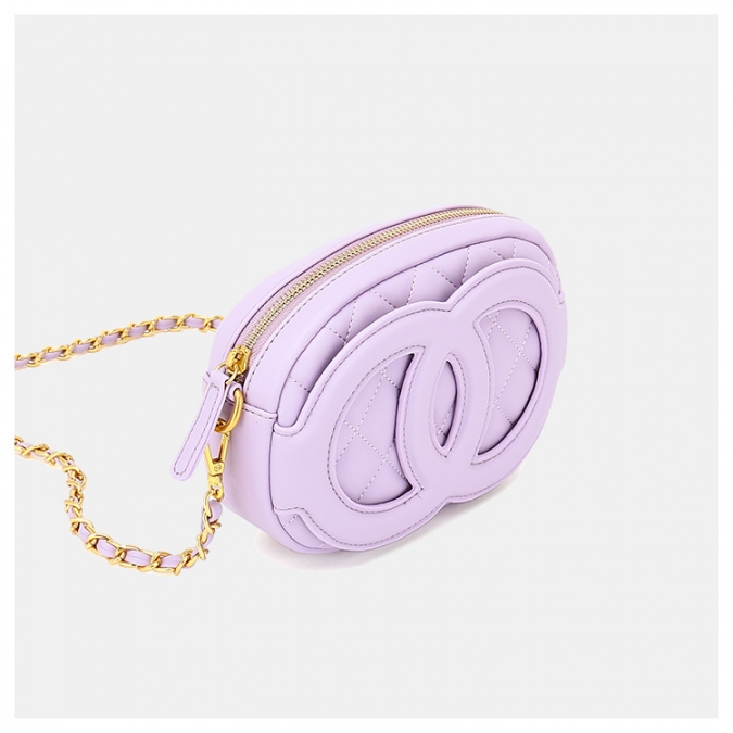 berühmte Marke Luxus lila Farbe vegane Leder bestickte Kette Umhängetasche 