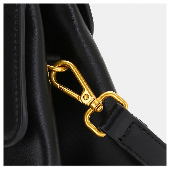 Guangzhou OEM Pu Leder Schlinge schwarze Farbe elegante Schloss Handtasche für Damen 