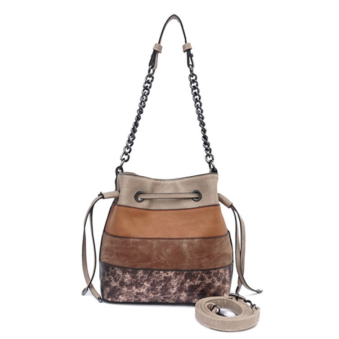 Contrast Color Trend Bucket Crossbody Lady's Chain Handbag 
