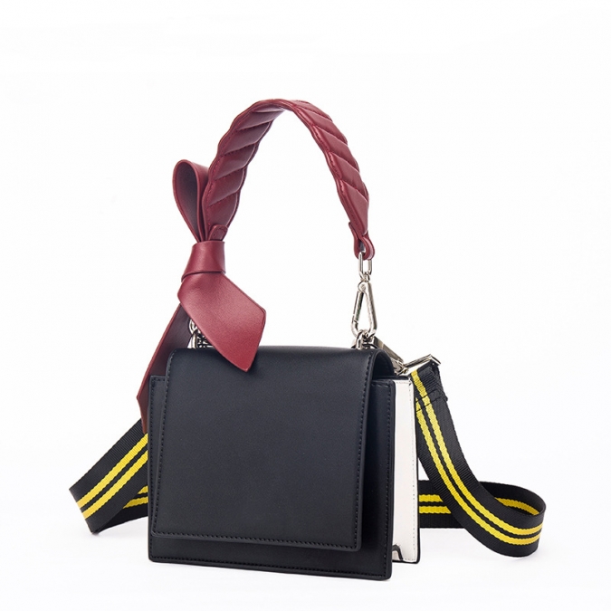 neueste Breitband weibliche Single Shoulder Messenger Handtasche kleine quadratische Tasche mit Schleifenknoten 