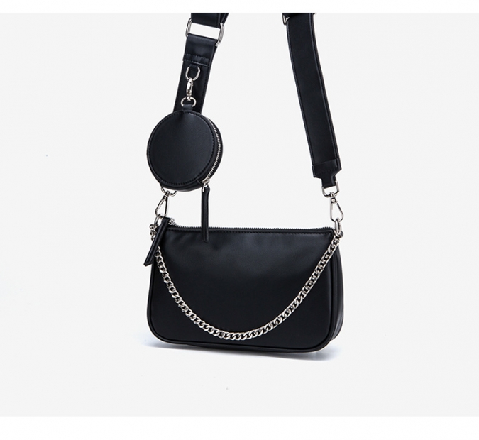 neue trendige Lady kleine Reißverschluss-Umhängetasche mit kleiner runder Brieftasche 