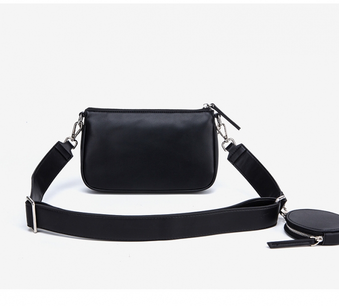 neue trendige Lady kleine Reißverschluss-Umhängetasche mit kleiner runder Brieftasche 